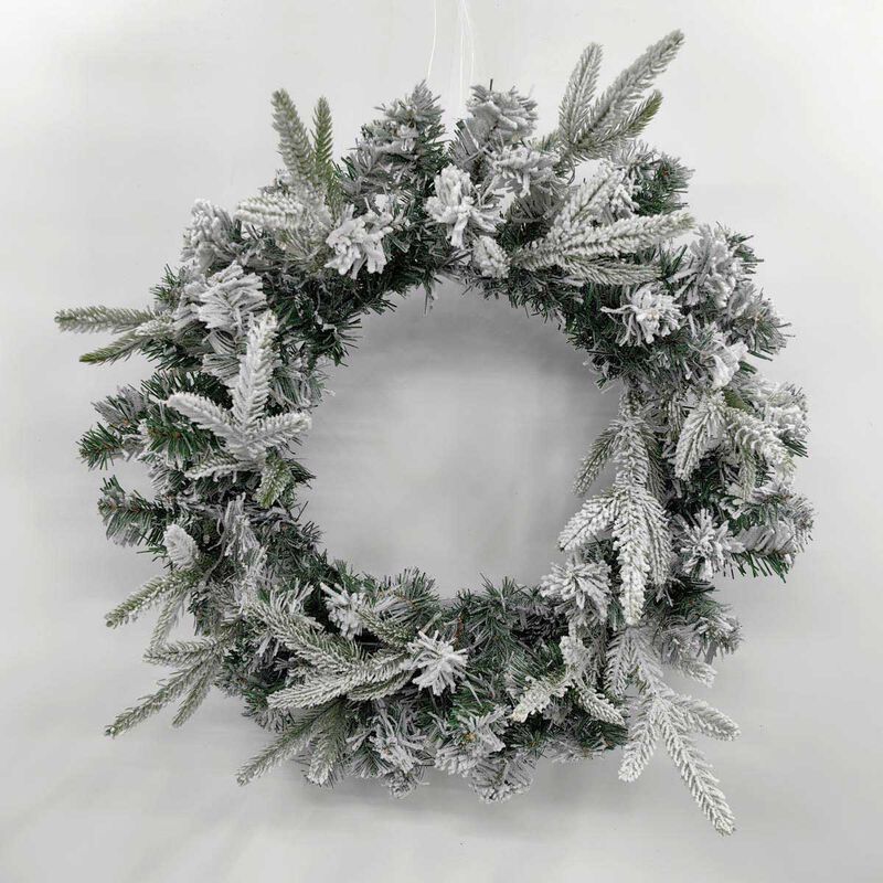 Snowy Pine - 24" Snowy Pe & Pvc Mixed Pine Wreath With Led Light image number 0